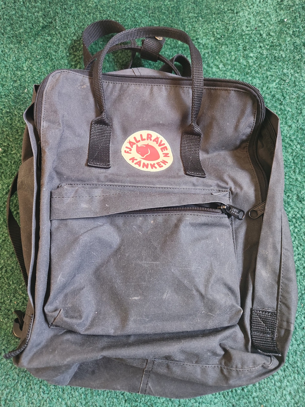 Fjallraven Black Kanken Backpack with Red Logo